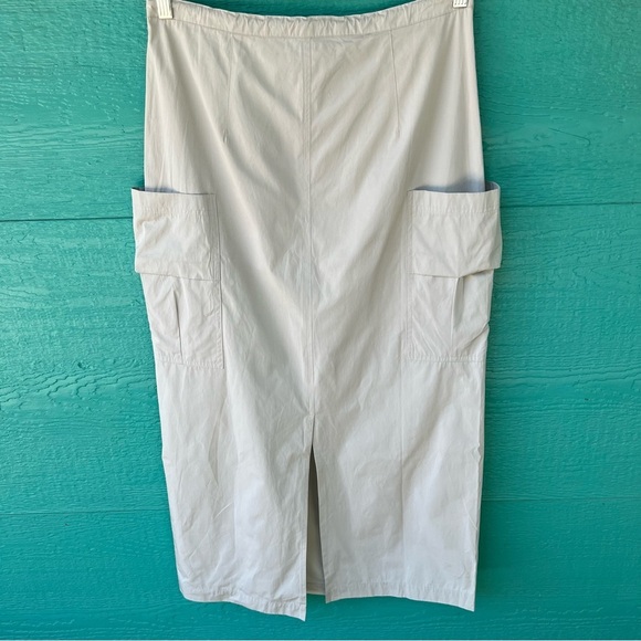 LUCCA LIGHTWEIGHT PERFORMANCE COTTON POLY CARGO MAXI SKIRT KHAKI SIZE MEDIUM NWT - Picture 9 of 10